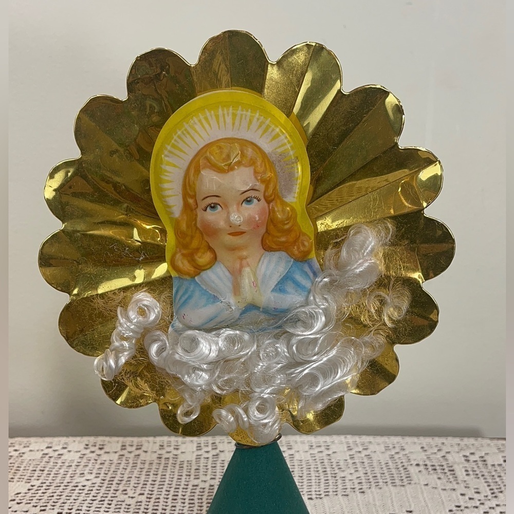 Vintage Christmas tree Angel topper | Angel Tree toper vintage | Christmas Angel